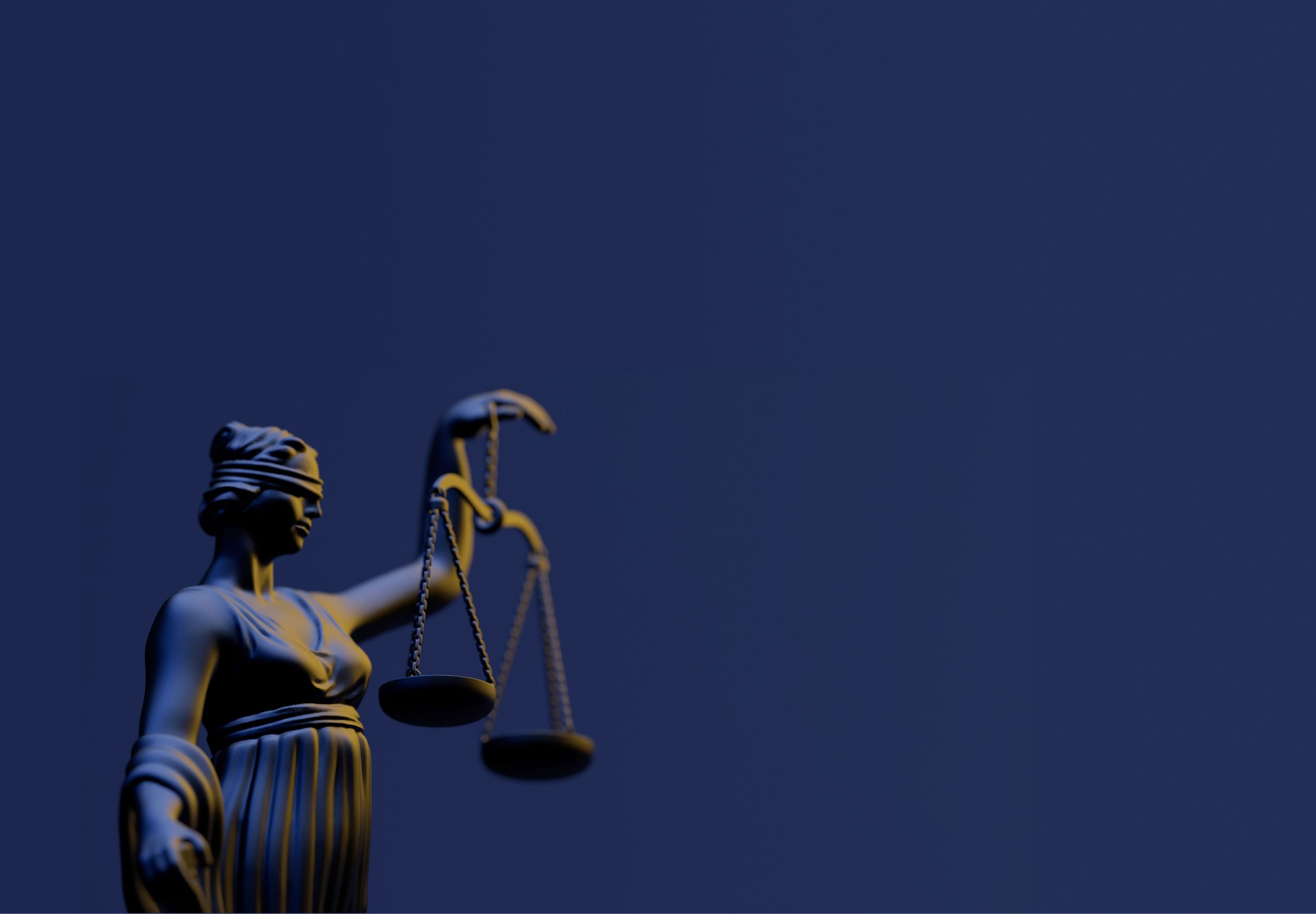 Justitia auf blauen Hintergrund